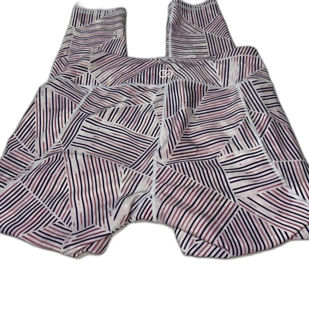 Calia by Carrie Underwood Energize Printed 7/8th Multi Stripe Eggplant Size M - Picture 2 of 9